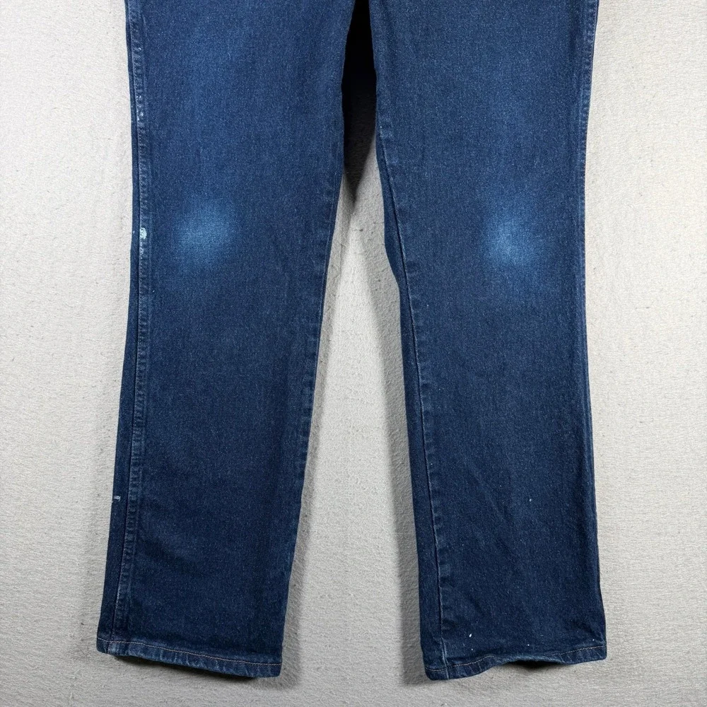 Wrangler Mens Dark Wash Straight Leg Jeans 36x30 Distressed‎ Details Y2K